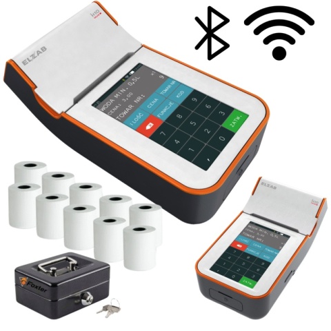 Zestaw Kasa Fiskalna ELZAB K10 Online BT WiFi + Terminal Płatniczy + Kasetka + 10 Rolek