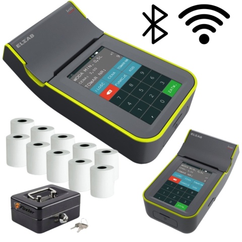 Zestaw Kasa Fiskalna ELZAB K10 Online BT WiFi + Terminal Płatniczy + Kasetka + 10 Rolek