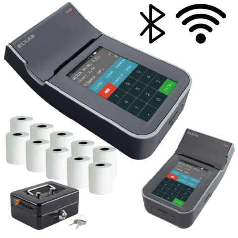 Zestaw Kasa Fiskalna ELZAB K10 Online BT WiFi + Terminal Płatniczy + Kasetka + 10 Rolek