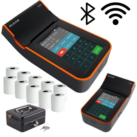 Zestaw Kasa Fiskalna ELZAB K10 Online BT WiFi + Terminal Płatniczy + Kasetka + 10 Rolek
