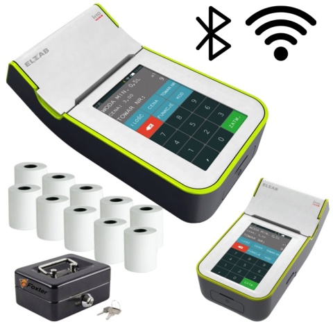 Zestaw Kasa Fiskalna ELZAB K10 Online BT WiFi + Terminal Płatniczy + Kasetka + 10 Rolek