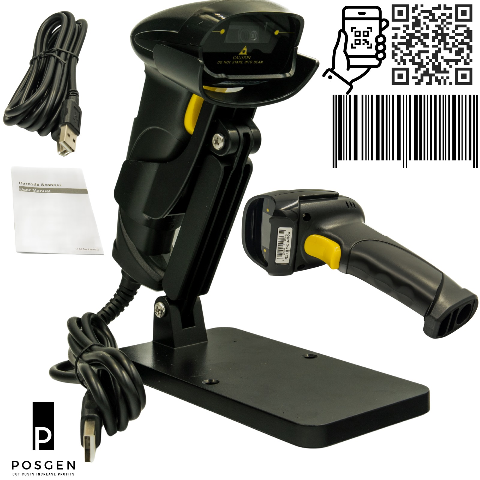 Przewodowy skaner kodów 2D POSGEN SCANO QR AZTEC